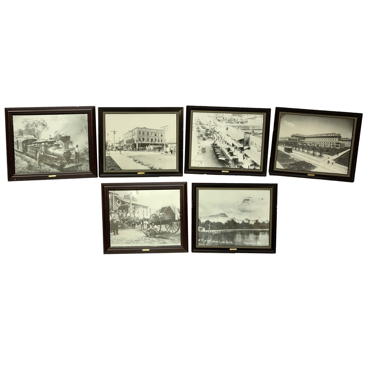 Collection Of Six (6) Vintage "Old Palm Beach" Black & White Photographic Prints. Good condition.