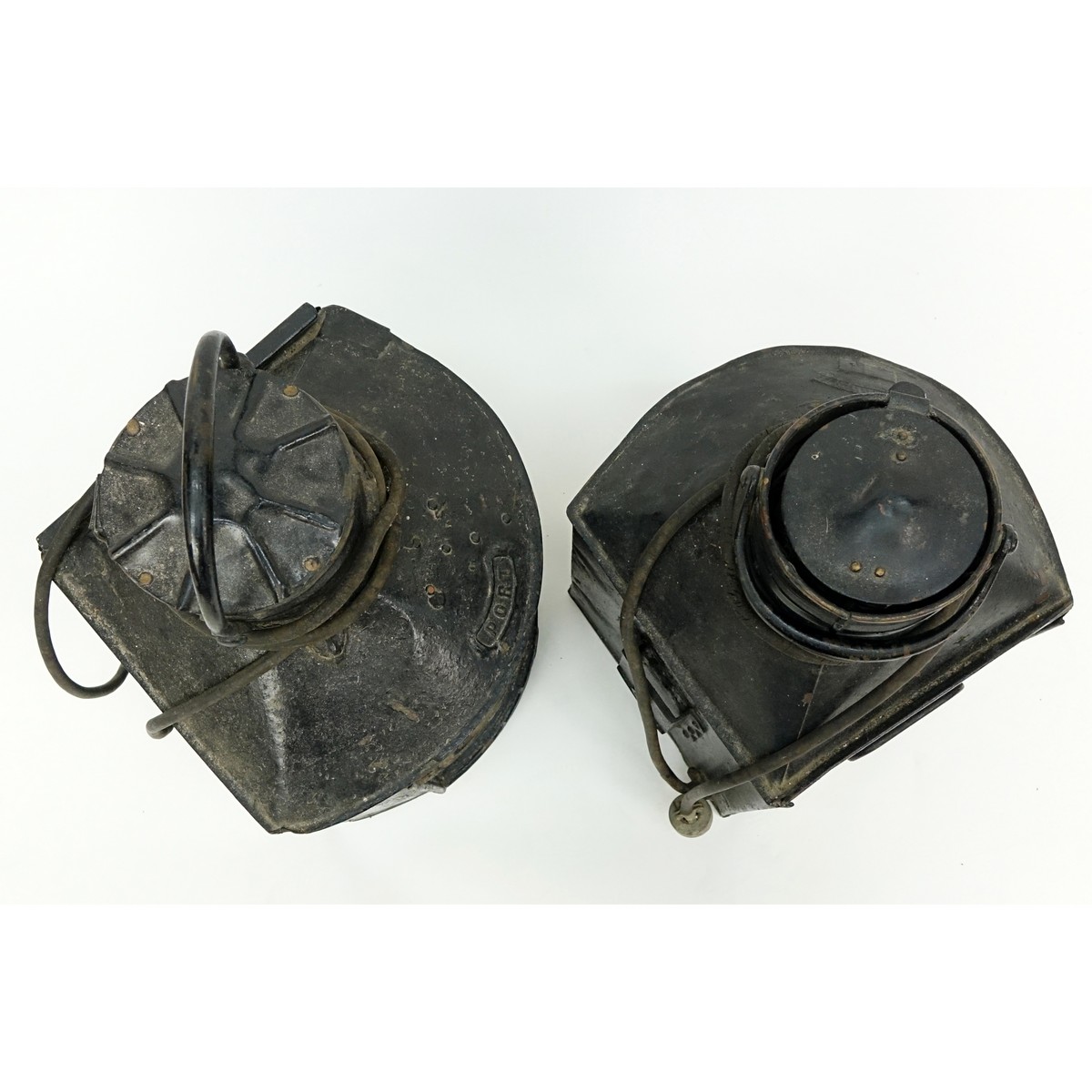 Grouping of Two (2): Port and Starboard Brass Ship Lanterns, Early 20th Century. Condition consistent with age, pitting and rubbing to case.