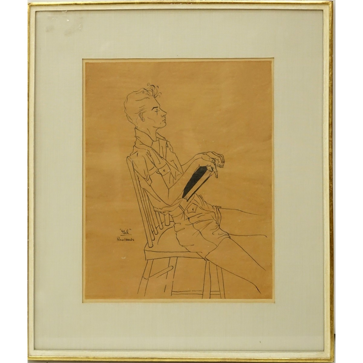 Gil Rowlands (20th C) Lithograph, Portrait of a Seated Man, Signed in the Plate. Good condition.