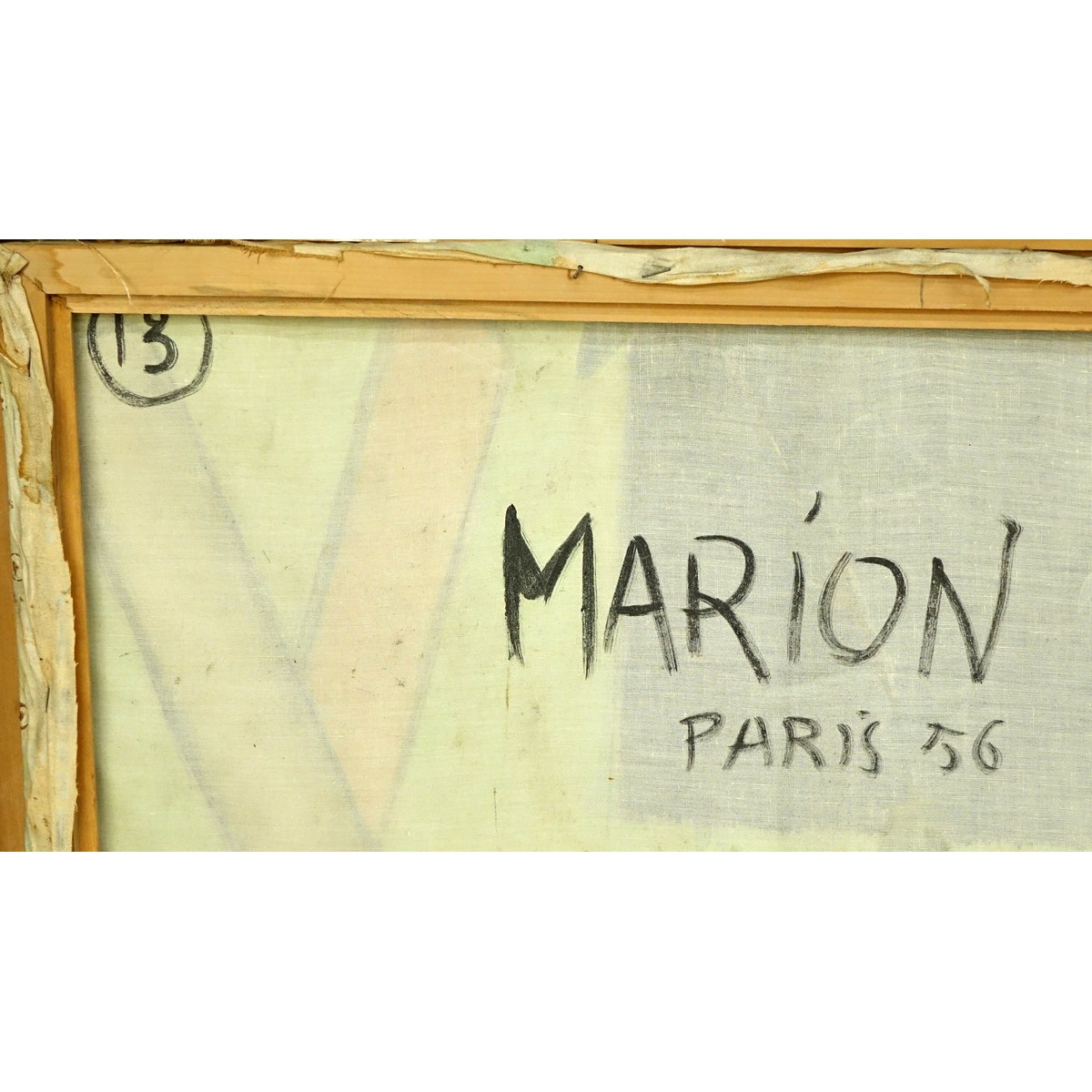 Marion, French (20th C) Oil on Canvas, Nature Morte A L'Helice, Signed and Dated 1956 Lower Center. Inscribed on obverse side.