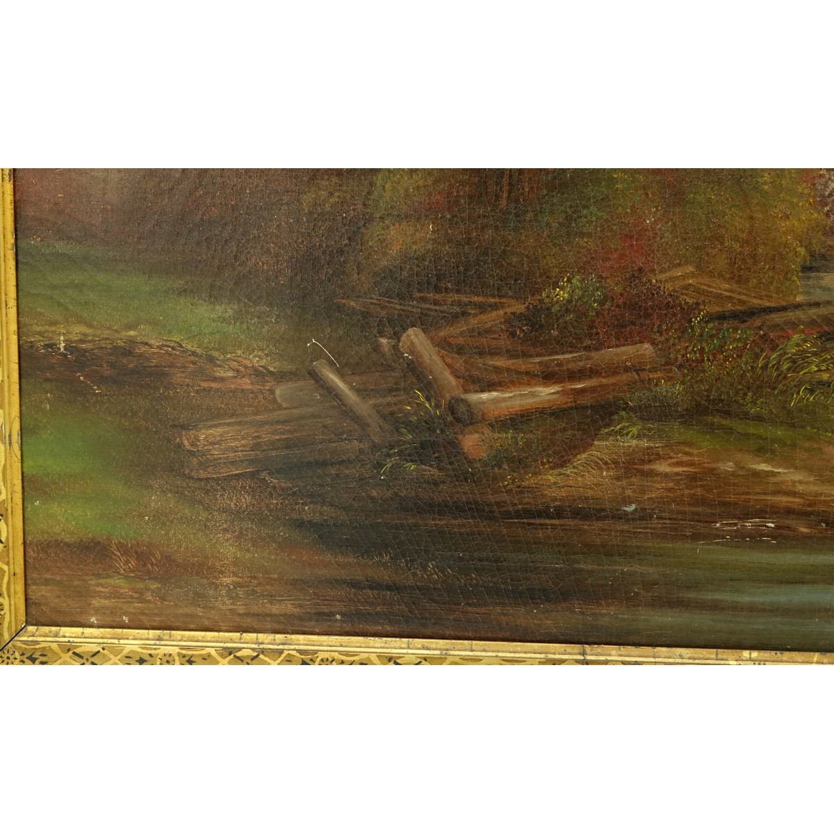 Large 19/20th Century English School Oil On Canvas "Mountain Lake". Unsigned.