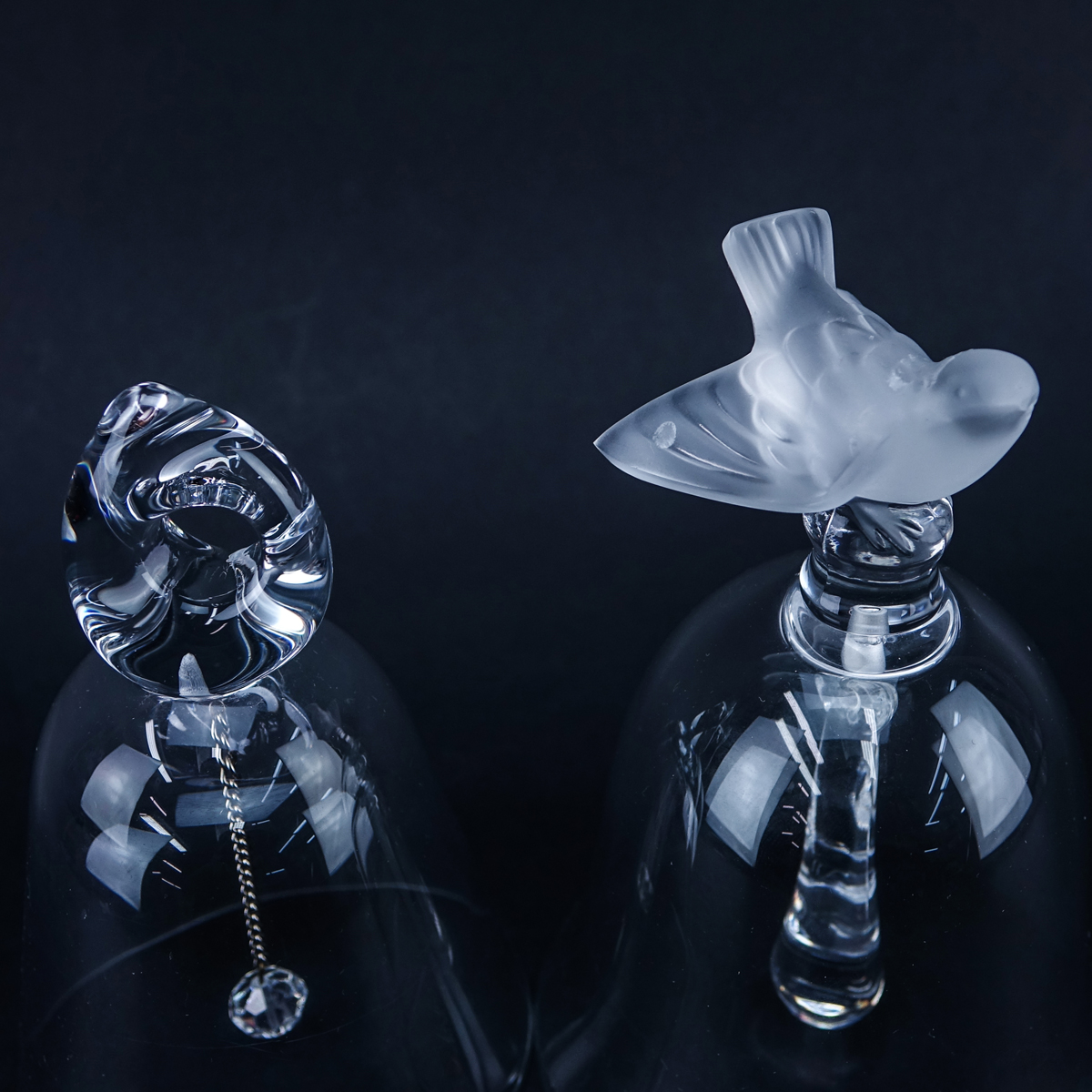 Two (2) Decorative French Crystal Bells. Includes Daum and Lalique.