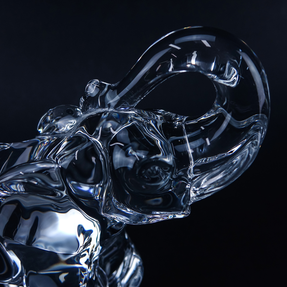 Baccarat Crystal Elephant Figure. Signed.