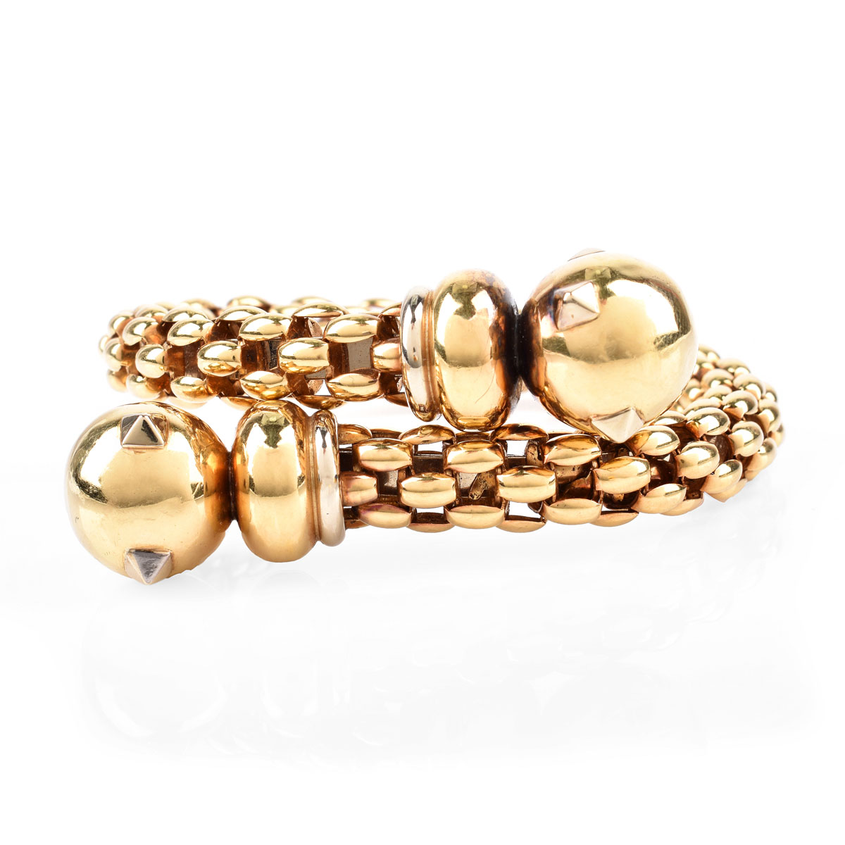 Vintage 18 Karat Yellow Gold Flexible Cuff Bangle Bracelet. Unsigned.