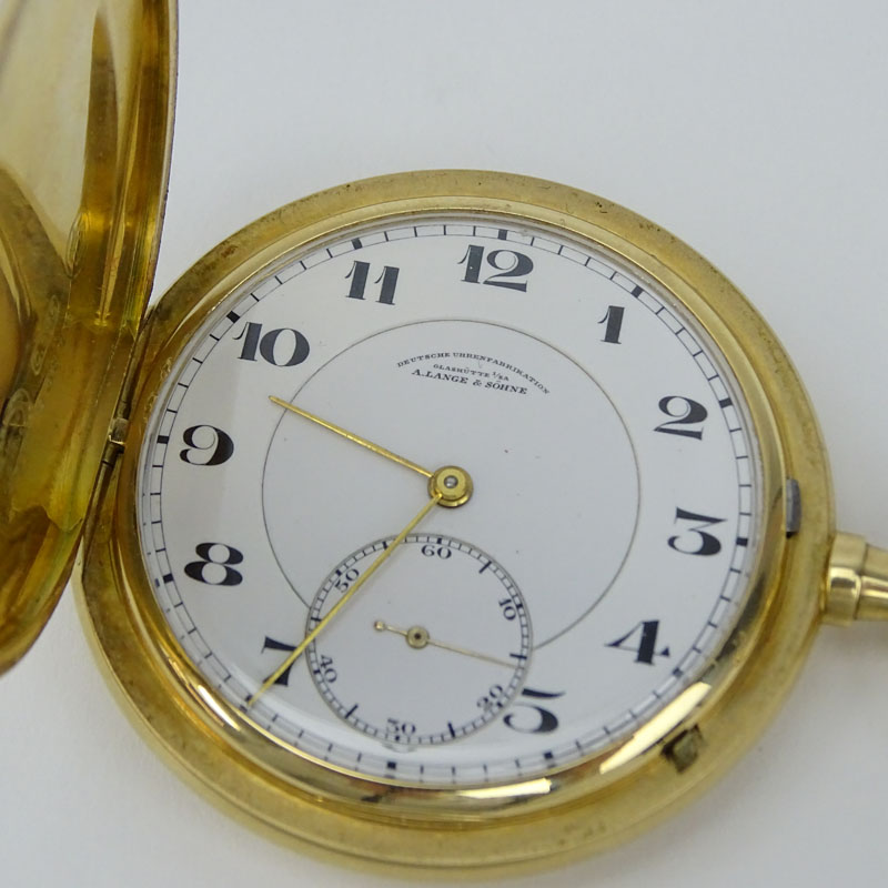 Large Circa 1922 German A. Lange & Sohne 14 Karat Yellow Gold Pocket Watch.