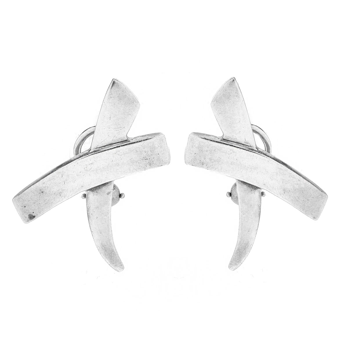 Paloma Picasso for Tiffany & Co Sterling Silver "X" Earrings. Signed, stamped 925.