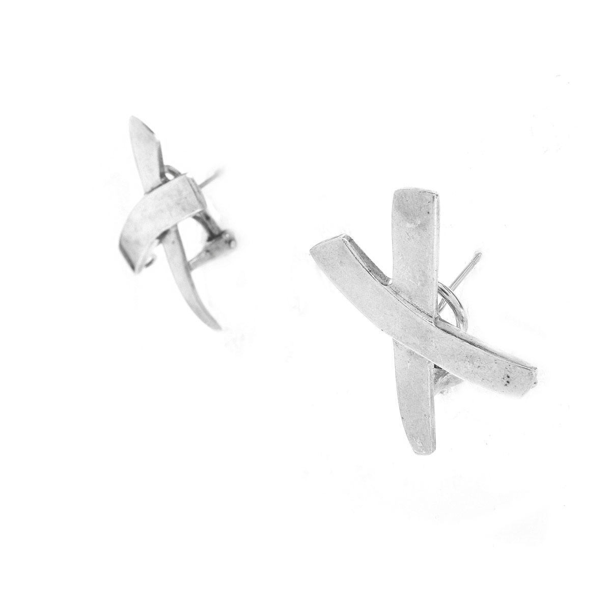 Paloma Picasso for Tiffany & Co Sterling Silver "X" Earrings. Signed, stamped 925.