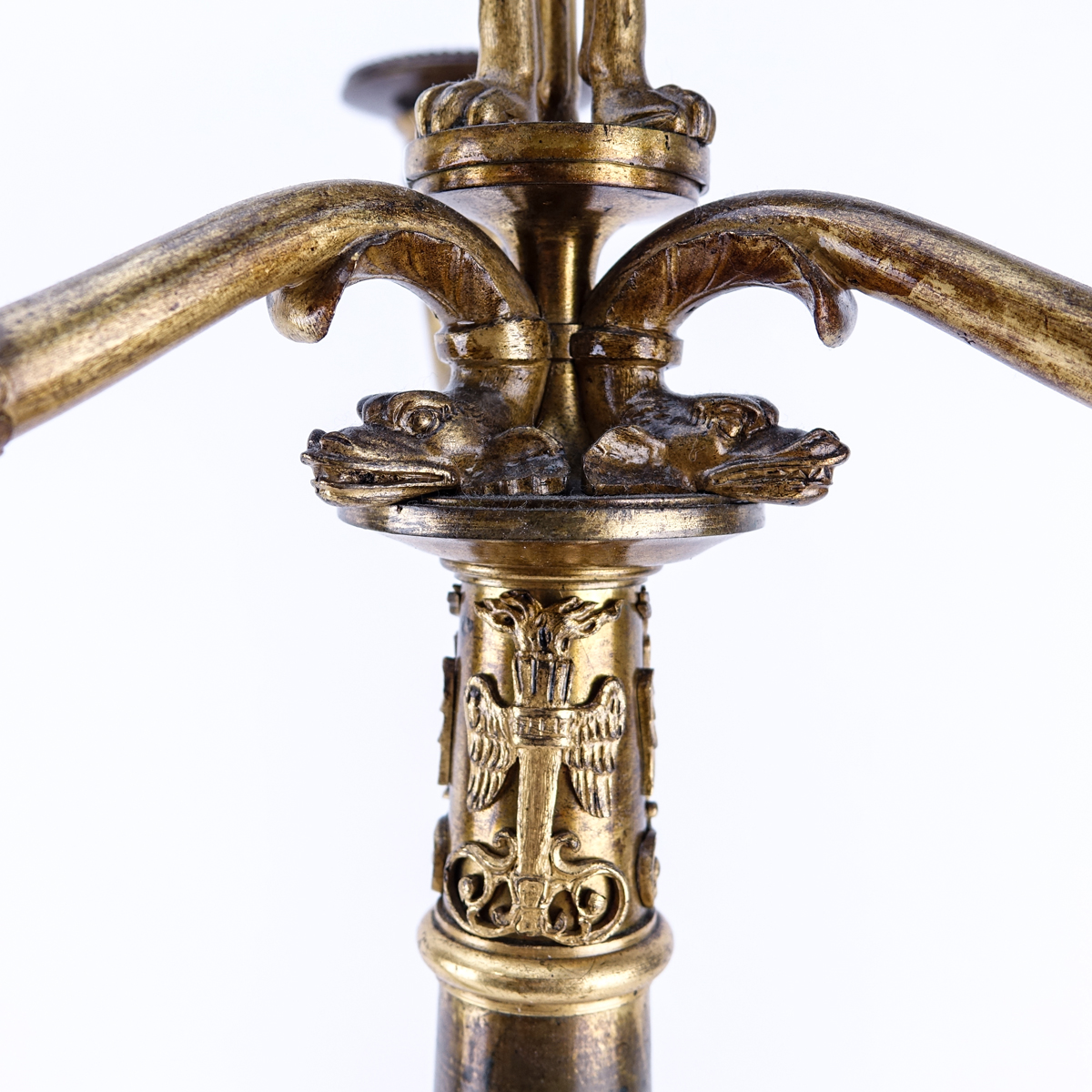 Pair 19th Century French Gilt Bronze Candelabra. Each with 4 lights.