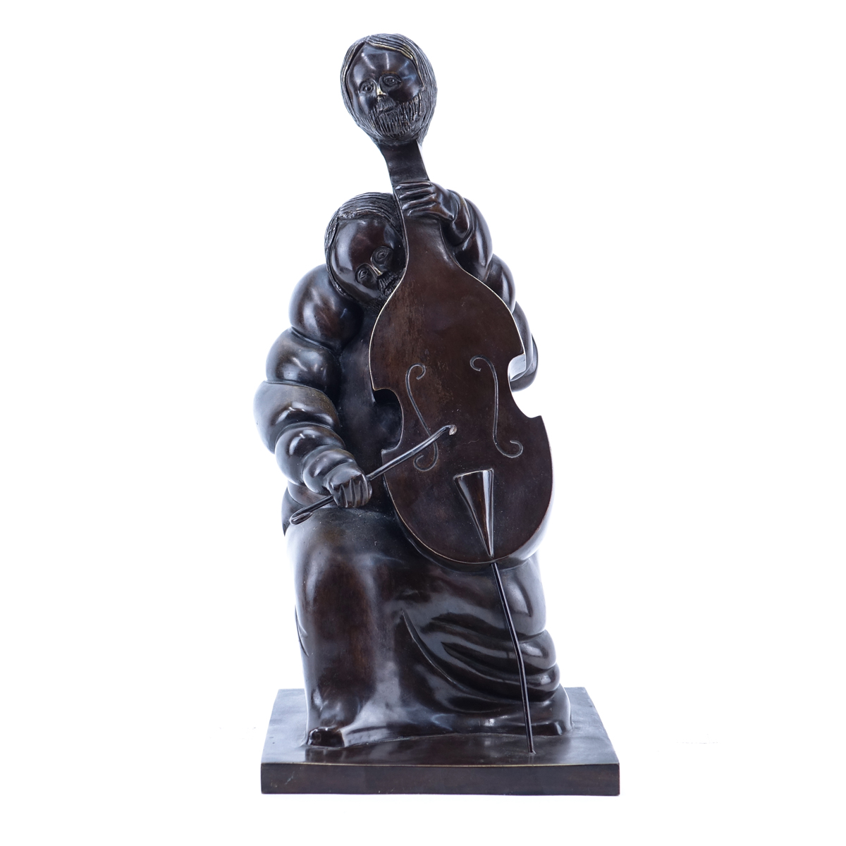 Fernando Péreznieto Mexican (1938–2001) Patinated Bronze Sculpture, Seated Instrument Player, Signed and Numbered 2/9. Good condition.