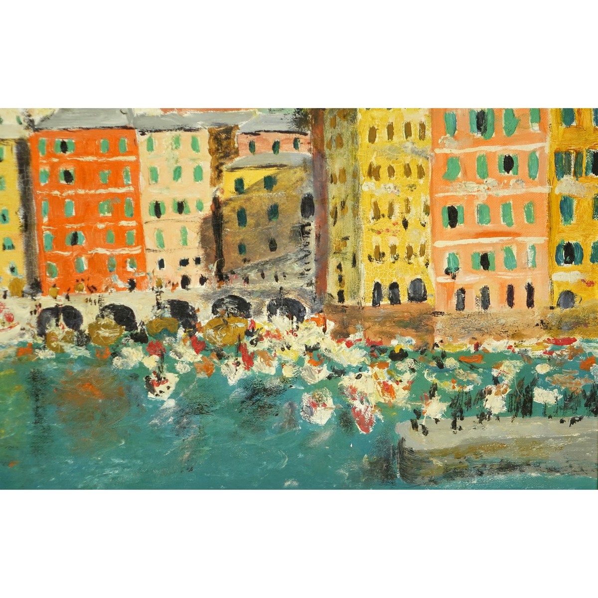 20th Century Continental School Oil On Canvas "Portofino". Signed indistinctly lower left.