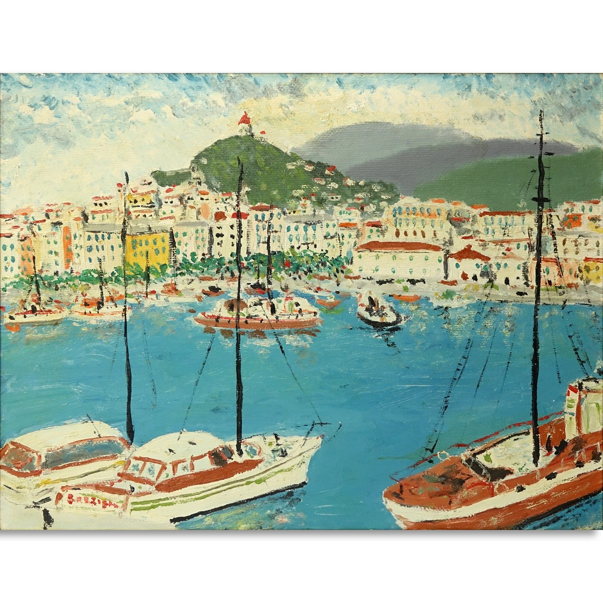 20th Century Continental School Oil On Canvas "Portofino". Signed indistinctly lower left.