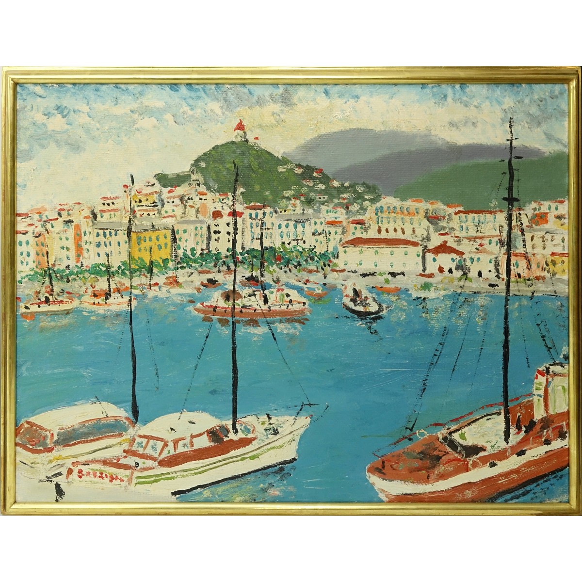 20th Century Continental School Oil On Canvas "Portofino". Signed indistinctly lower left.