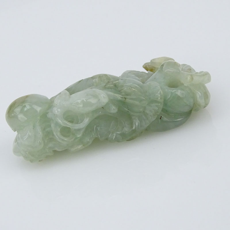 Chinese Open Work Carved Celadon Jade Pendant. Unsigned.