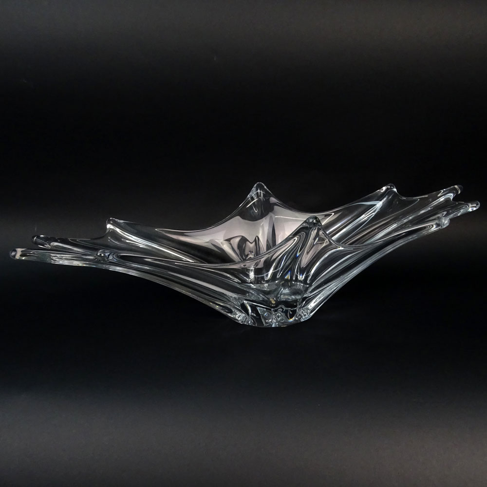 Daum France Crystal Centerpiece Bowl. Signed Daum France.