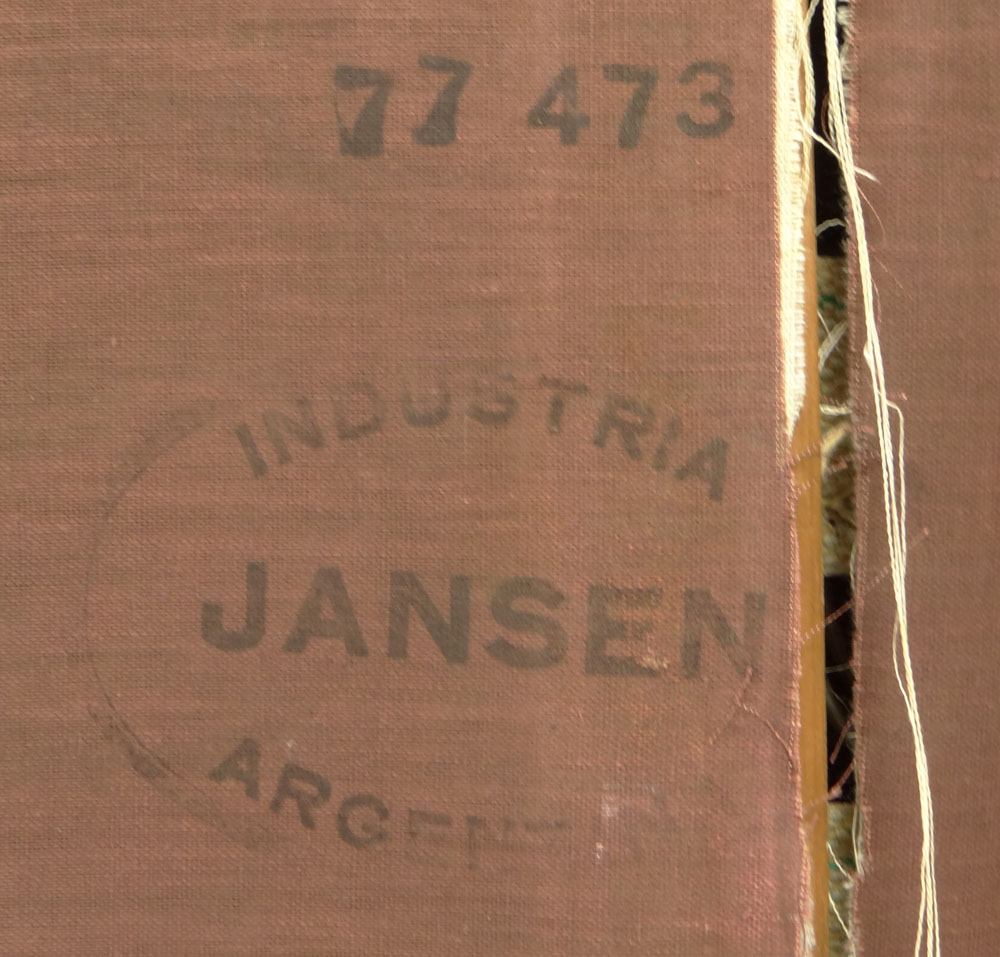 Circa 1930-1940's Maison Jansen, Jansen Industria Argentina Upholstery and Wood Canapé. Signed and Numbered 77 473.