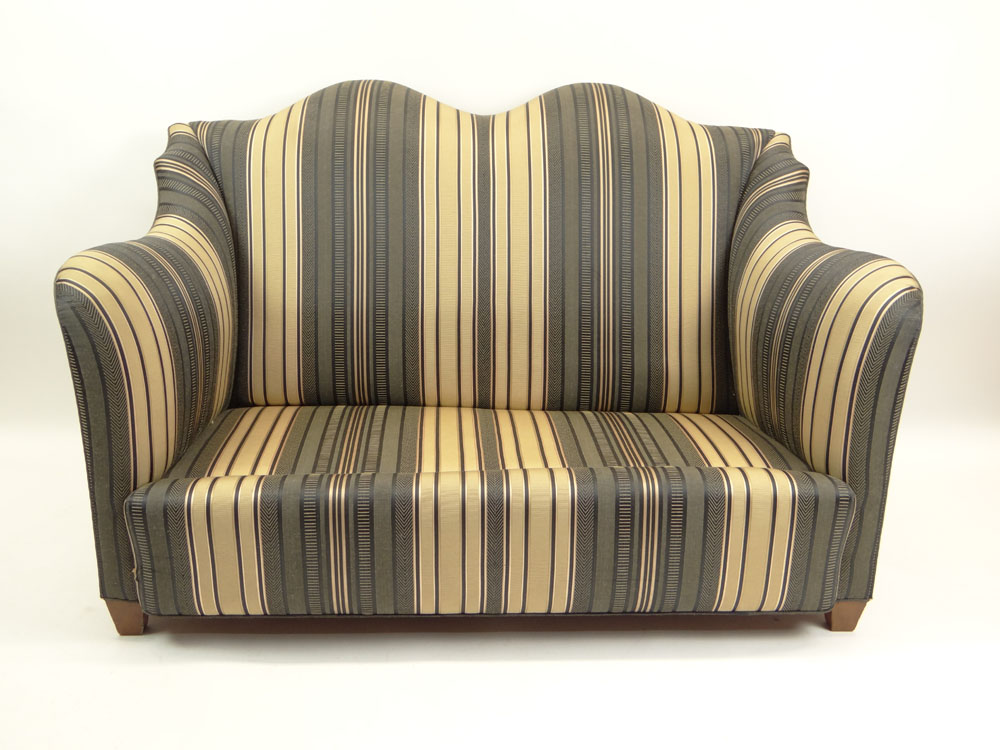 Circa 1930-1940's Maison Jansen, Jansen Industria Argentina Upholstery and Wood Canapé. Signed and Numbered 77 473.