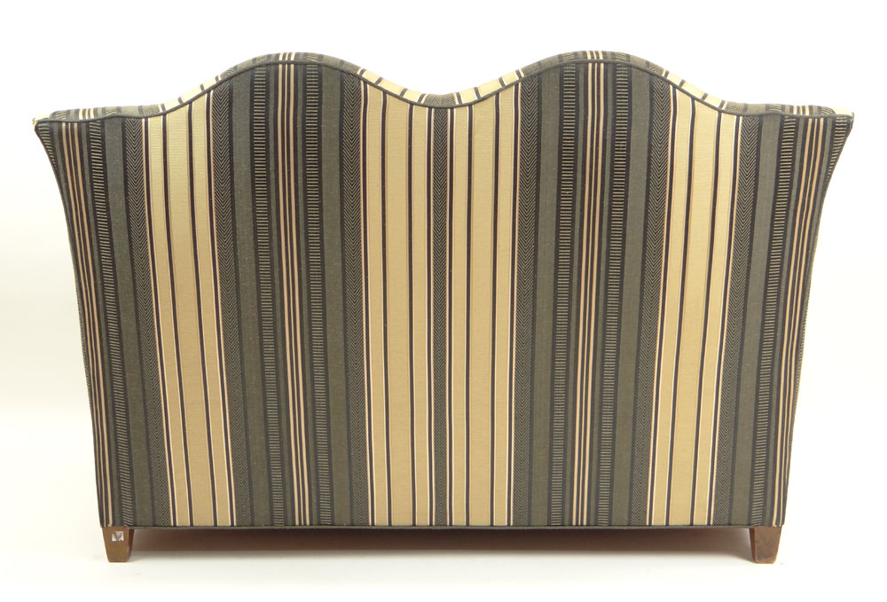 Circa 1930-1940's Maison Jansen, Jansen Industria Argentina Upholstery and Wood Canapé Sofa. Signed and Numbered 77 473.