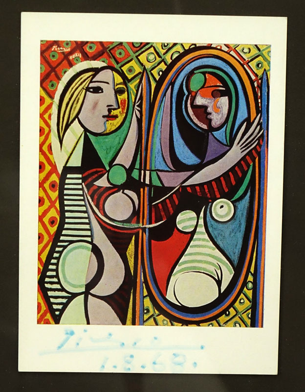 Three Colored Card Reproductions of Picasso Posters. Signed Picasso in blue.