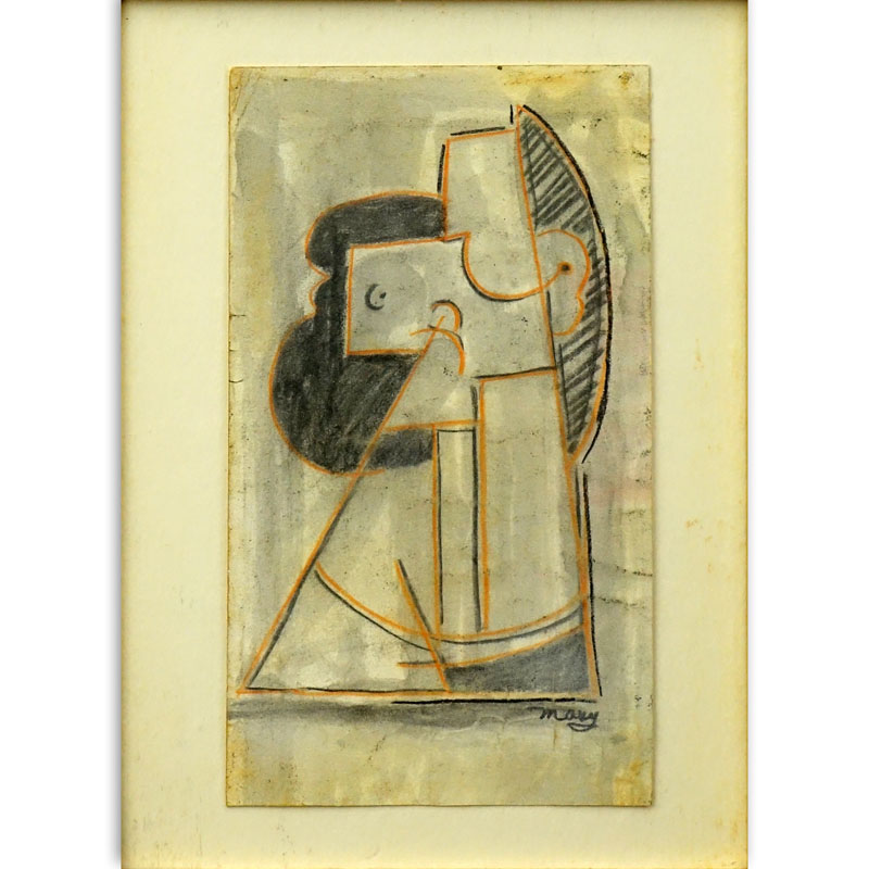 Attributed to: Max Herman Maxy, Romanian (1895 - 1971) Mixed media on card "Modernist Composition" Signed lower right. Toning from age or in good condition.