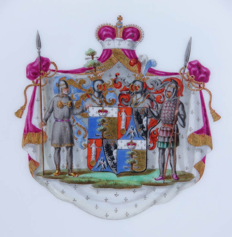 19/20th Century Sevres Style Cabinet Plate. Painted with the crest of General Ouchakow, who fought Napoleon.