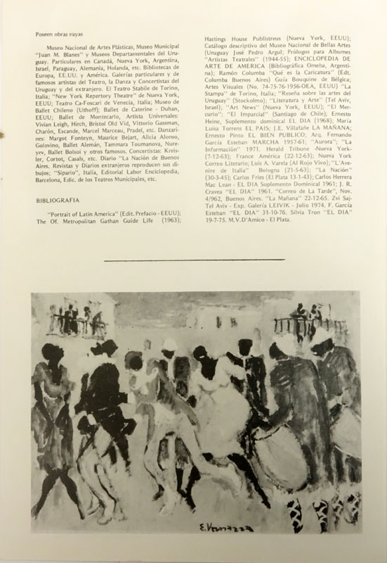 Eduardo Vernazza, Uruguayan (1910-1991) Oil on Artist board "Candombe" Signed Lower Left. Provenance and gallery catalogue En Verso.
