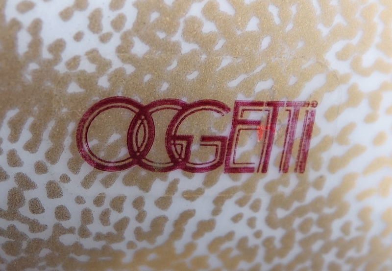 Pair of Mangani for Oggetti, Italian Gilt Porcelain Swan Figurines on Lucite Bases. Mangani sticker label to base, Oggetti sticker label on swan.