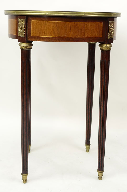 Louis XVI style Bronze Mounted Parquetry Inlaid Mahogany Gueridon / Table. Unsigned.