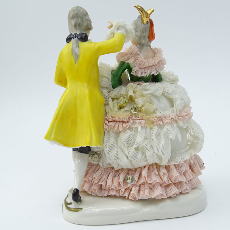 Dresden Porcelain Figural Group. Dresden back stamp on underside.