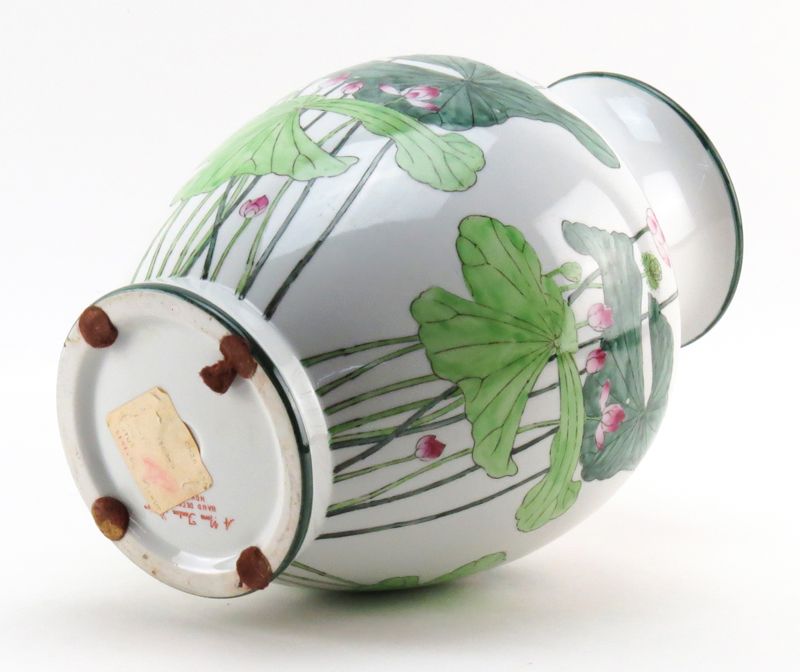 Modern A Nora Fenton Design Porcelain Floral Vase. Baluster form vase with flower motif.