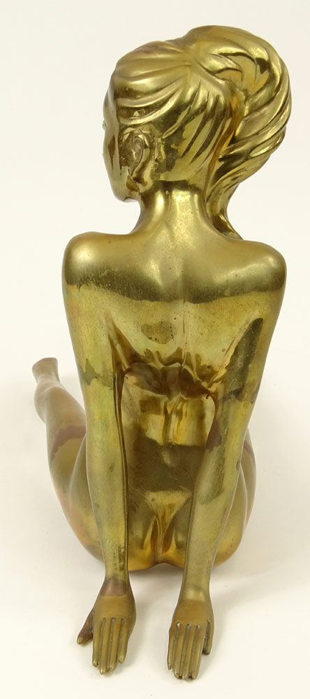 Contemporary Taiwanese Gilt Bronze Figurine "Seated Nude" Marked on bottom Surawongse 30/399. Wear to gilding.