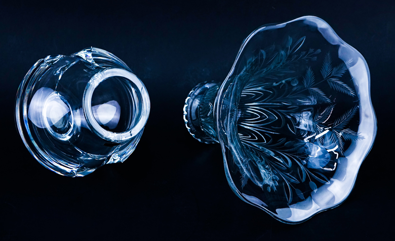 Lot of Two (2) Tableware, St. Louis Crystal Vase along with Etched Glass Vase.