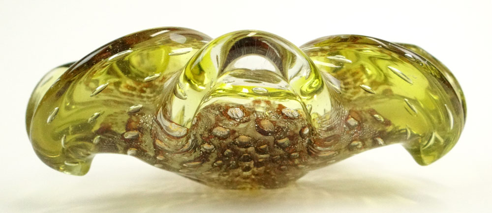 Vintage Murano Glass Free-form Sculpted Shallow Bowl. Unsigned.