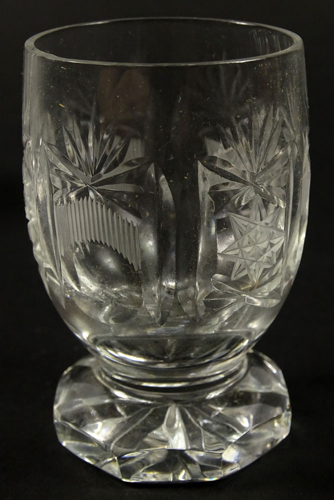 Set of Six (6) Cut Glass Cordial Glasses. Unsigned.