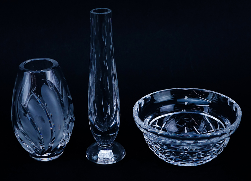 Grouping of Five (5) Waterford Crystal Tableware. Includes: bud vase, ashtray, Marquis vase, bowl, and jar.