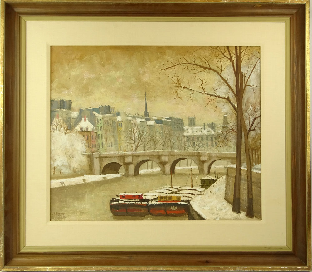 André Renoux, French (born 1939) Oil on Canvas, Pont Neuf. Signed Lower Left, Signed and Titled en verso.