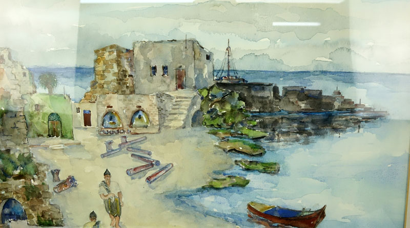 Israeli Watercolor on Paper of a Seascape. Unsigned.