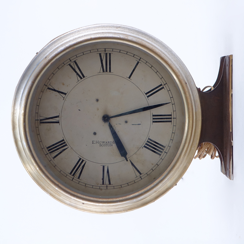 Howard & Co. Double Face Electrified Corridor Clock in Metal Frame.