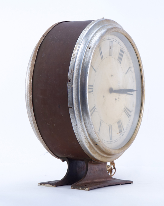 Howard & Co. Double Face Electrified Corridor Clock in Metal Frame.