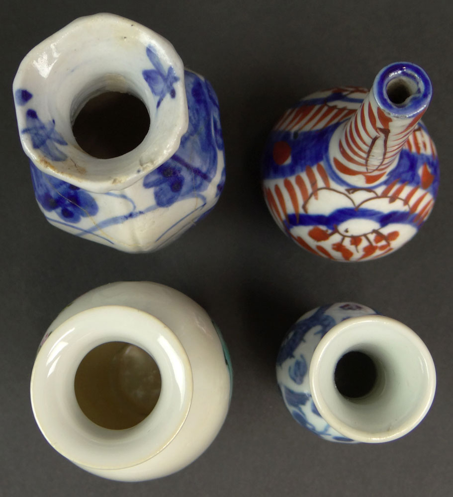 Collection of Four (4) Chinese Miniature Porcelain Vases. Two (2) Signed to Base.