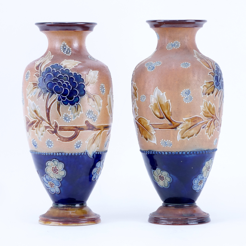 Pair of Royal Doulton Slaters Pottery Vases. Double signed and numbered.