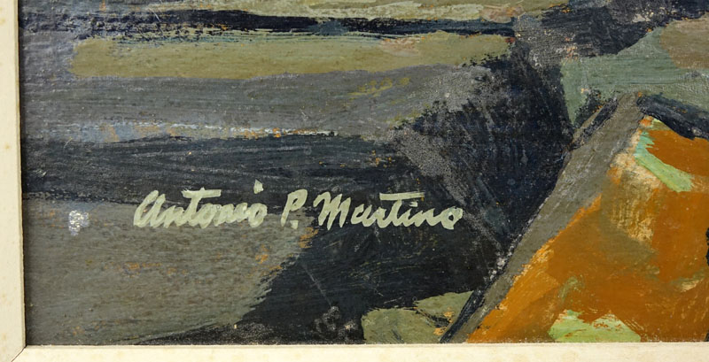 Antonio Pietro Martino, American (1902-1988) Oil on board "Cape May Light". Signed lower left, label en verso.