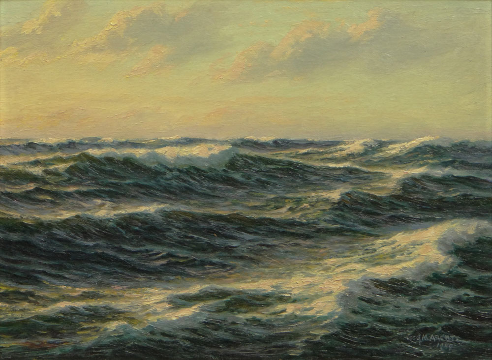 Josef M. Arentz American (1903-1969) Oil on Masonite "Whitecaps" Circa 1949.