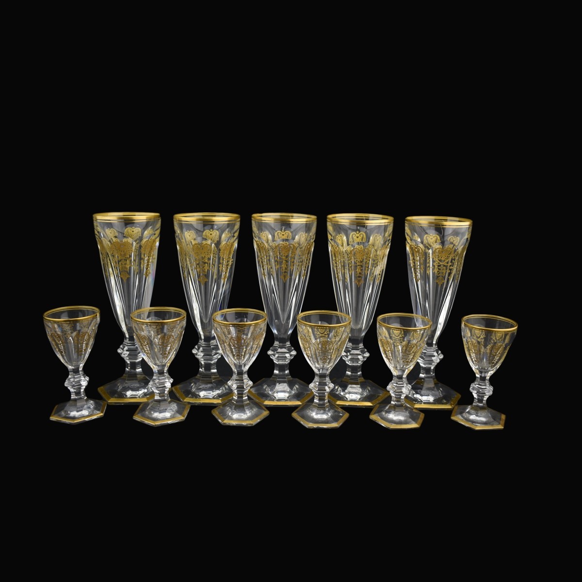 Set of Eleven (11) Baccarat Harcourt (Gold)