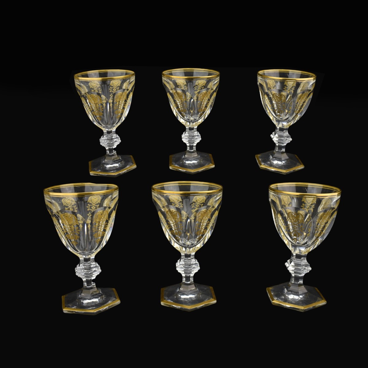 Set of Six (6) Baccarat Harcourt (Gold) Crystal