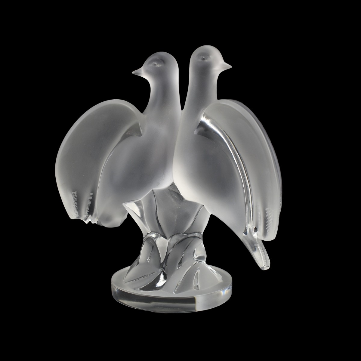 Lalique Crystal Ariane Dove Figural Lamp Base