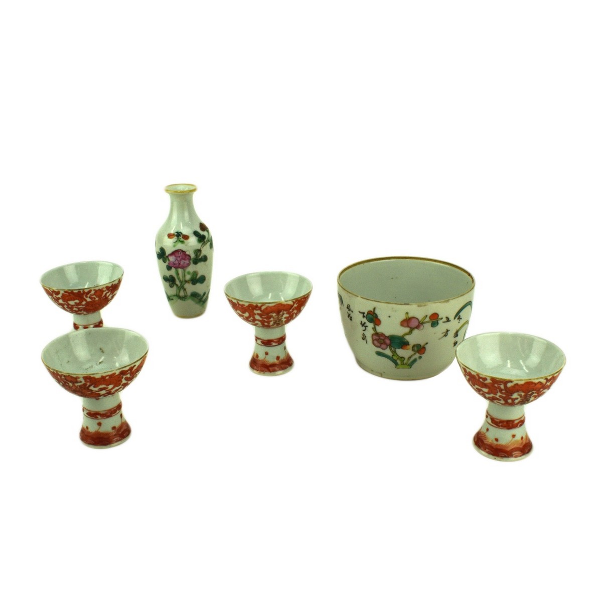 Grouping of Six (6) Chinese Porcelaian: 4 Egg Cups