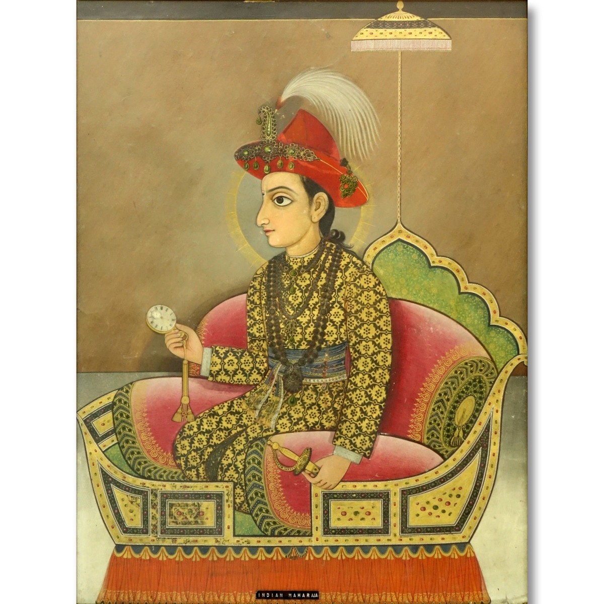 Antique Indian Gouache Of Maharaja