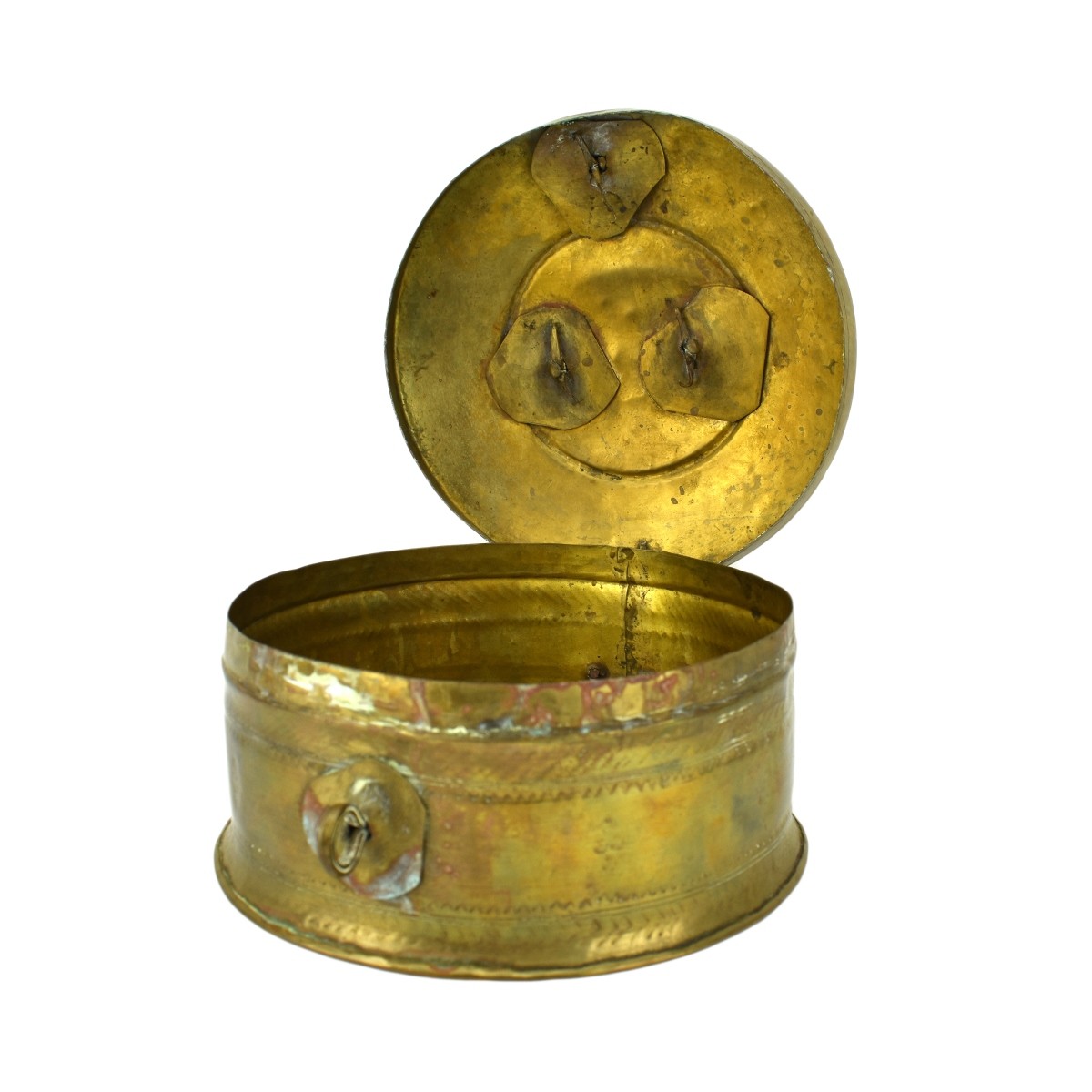 Vintage Indian Brass Lock Box With Handle