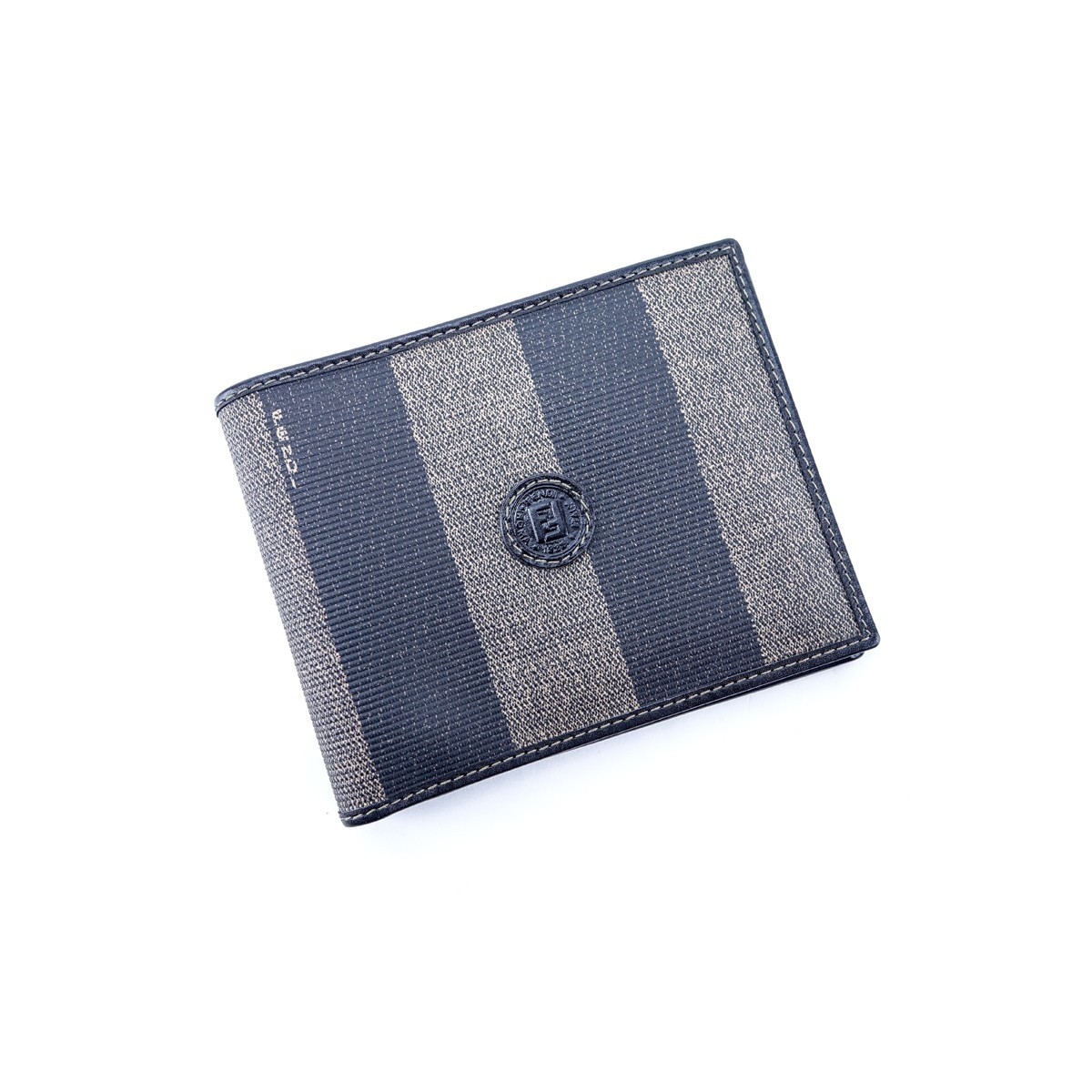 Fendi Black/Beige Striped Coated Canvas Bifold 3