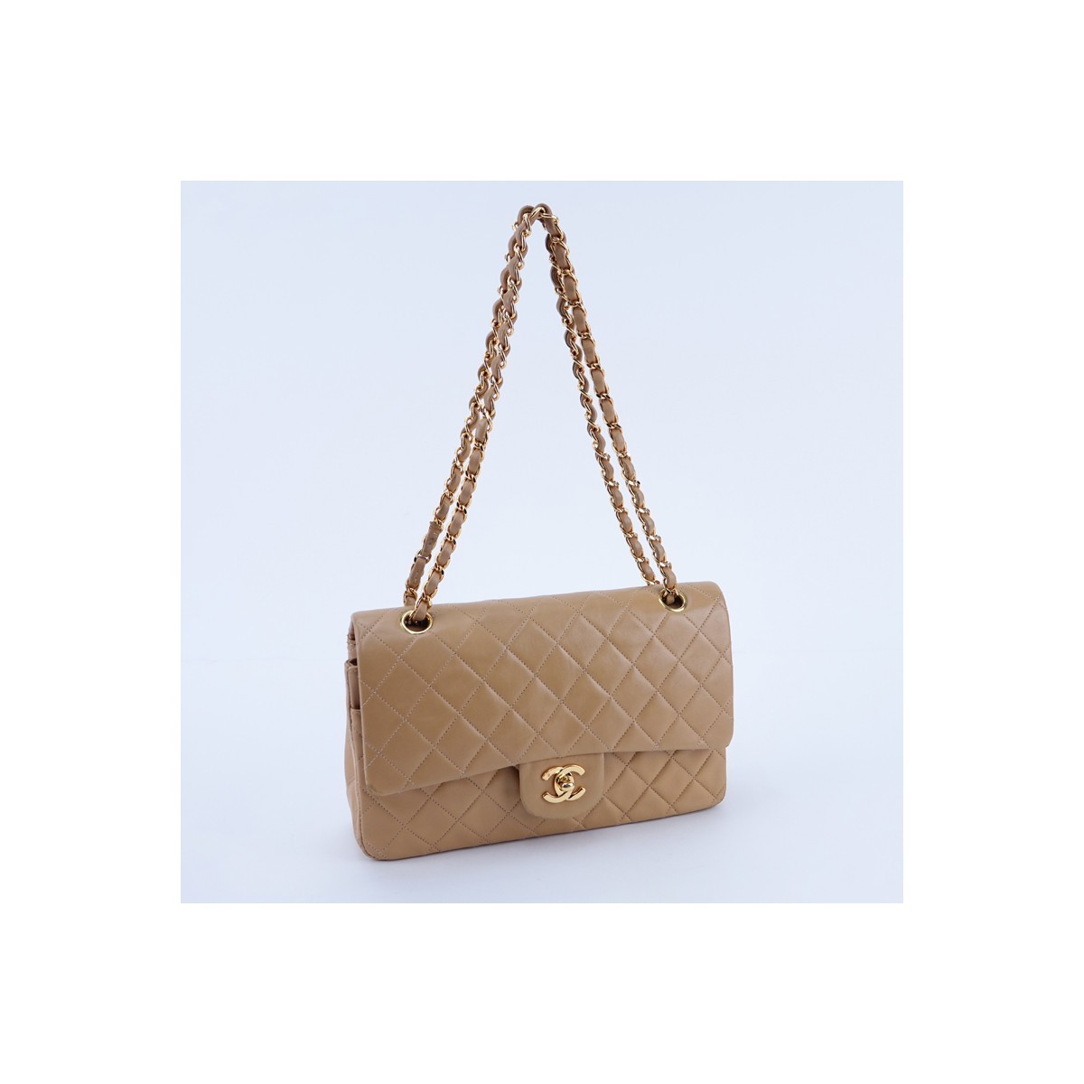 Chanel Dark Beige Quilted Leather Classic Double